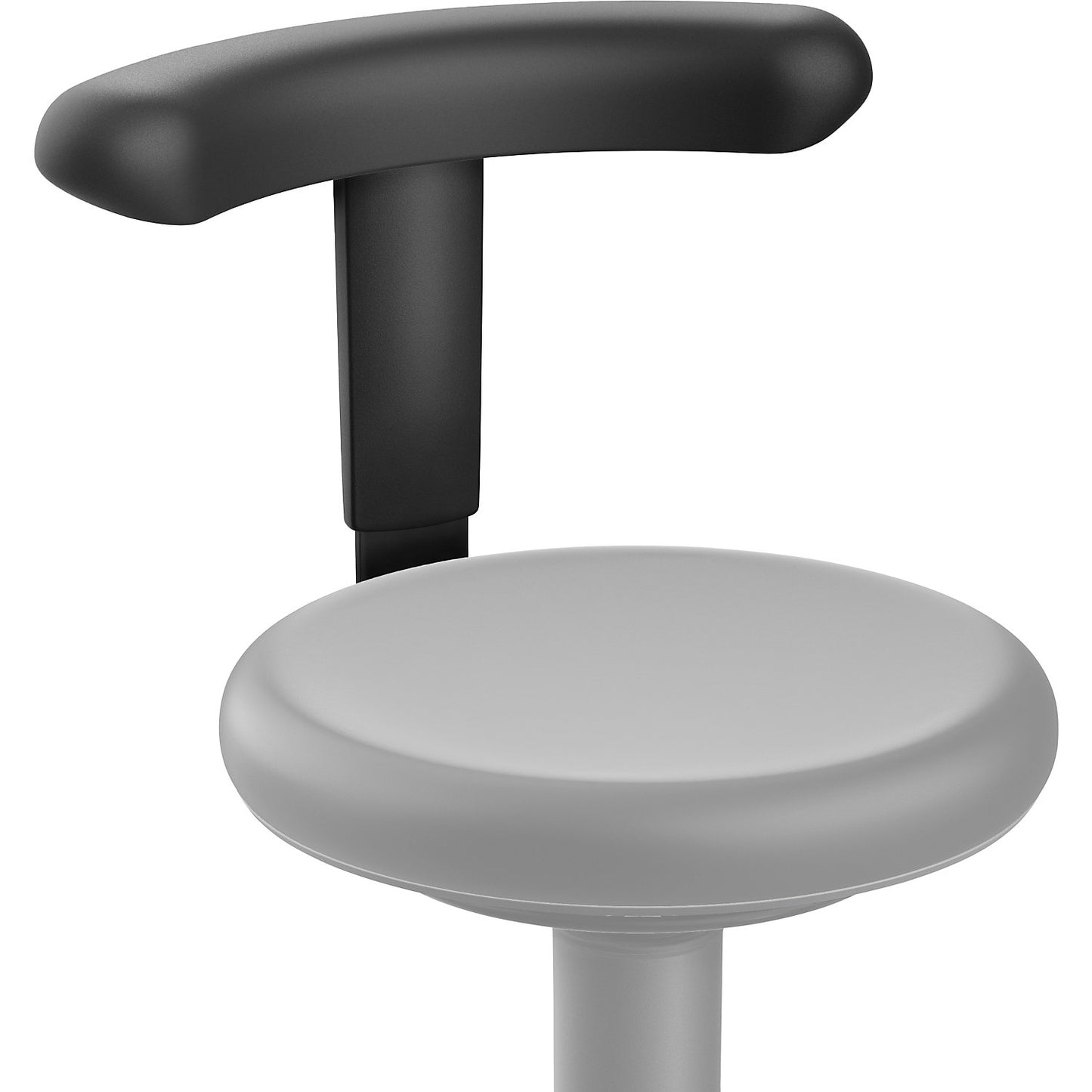 Flexible support for stool, PU foam, black, height adjustable.