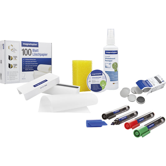 Set of whiteboard accessories, LARGE, pens, magnets, cleaner.