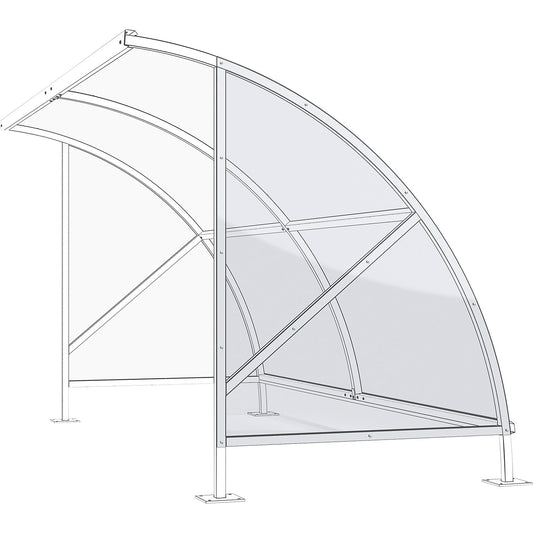 Side wall for bicycle shelter, made of polycarbonate, right wall.