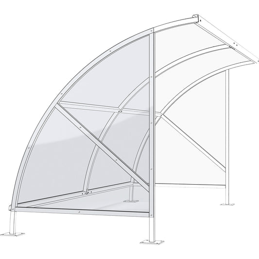 Side wall for bicycle shelter, made of polycarbonate, left wall.