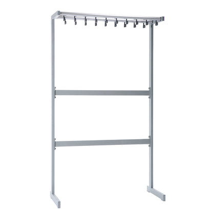 Single sided coat rail, without coat hangers, silver, without umbrella holder.