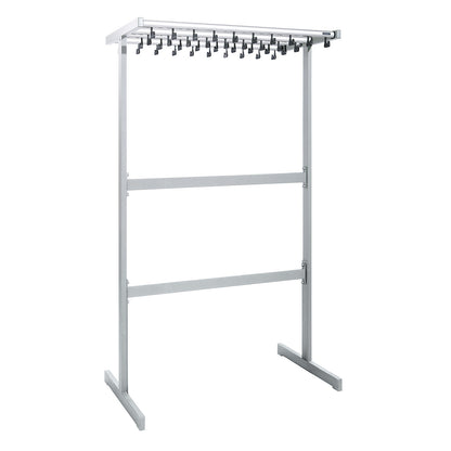 Double sided coat rail, without coat hangers, silver, without umbrella holder.