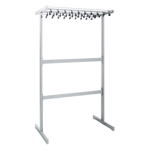 Double sided coat rail, without coat hangers, silver, without umbrella holder.