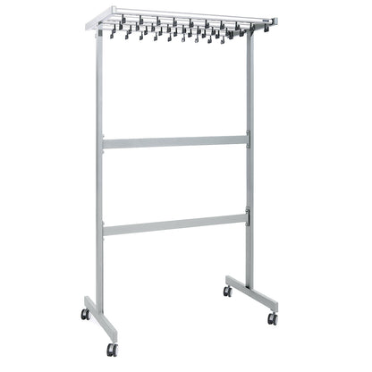 Double sided coat rail, without coat hangers, silver, without umbrella holder.