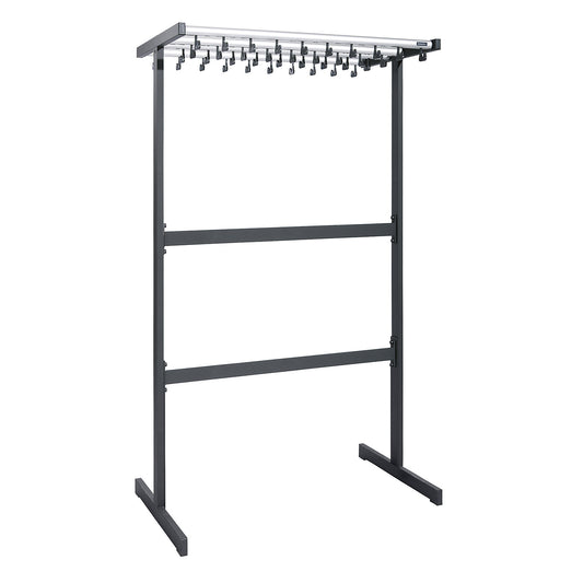 Double sided coat rail, without coat hangers, black, without umbrella holder.