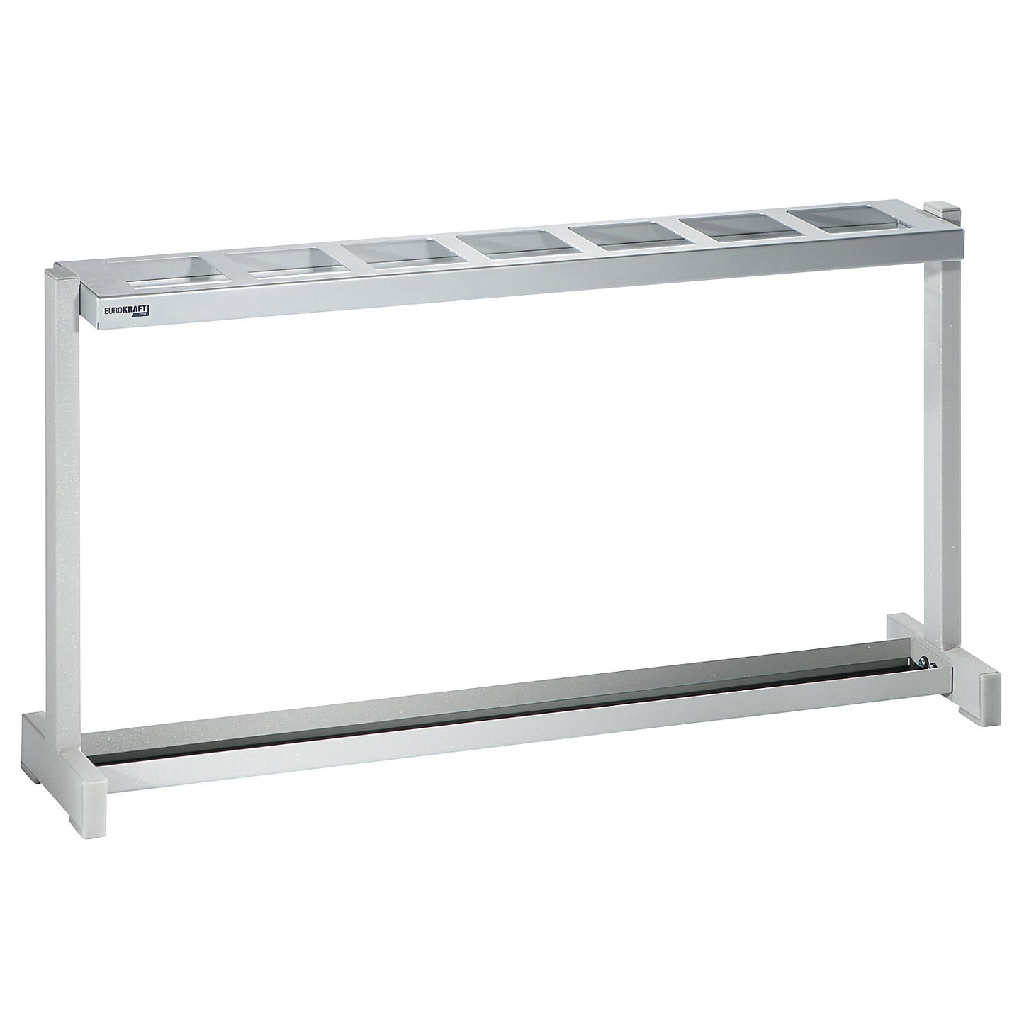 Row design umbrella stand, with 7 openings, silver.