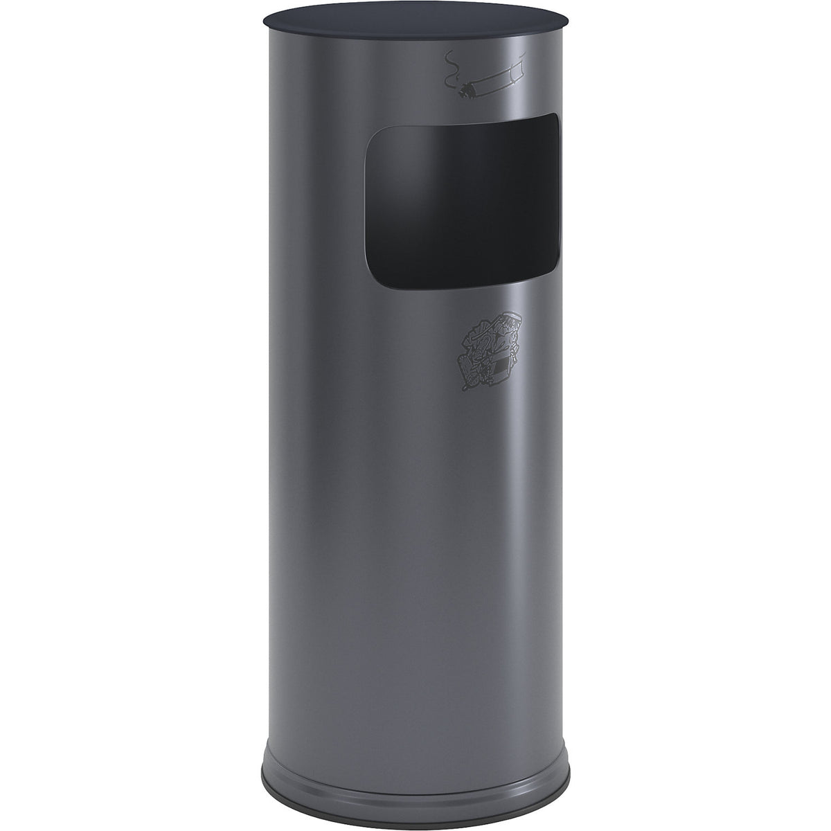 Safety combination ashtray, sheet steel, capacity 17 l, HxØ 610 x 250 mm, charcoal.