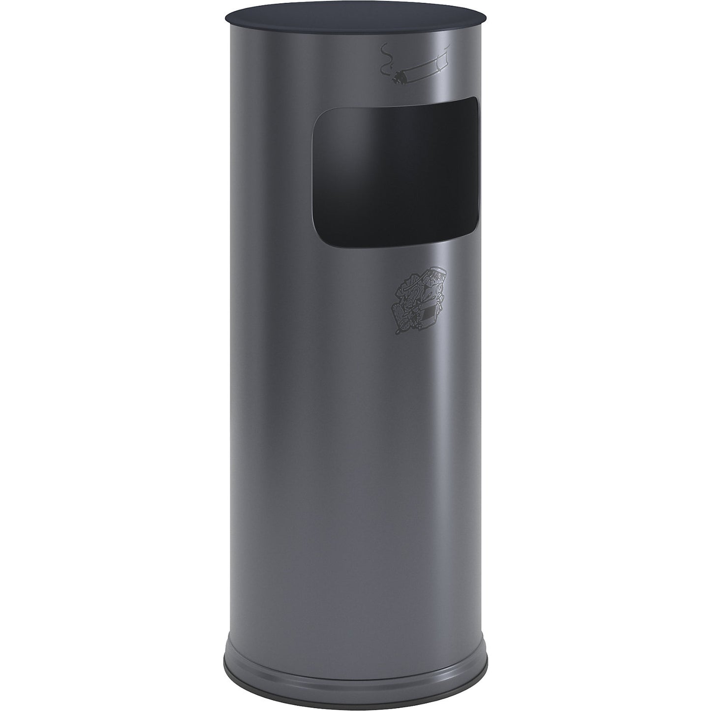 Safety combination ashtray, sheet steel, capacity 17 l, HxØ 610 x 250 mm, charcoal.
