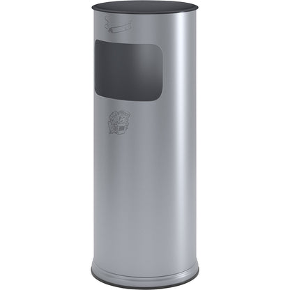 Safety combination ashtray, sheet steel, capacity 17 l, HxØ 610 x 250 mm, silver.