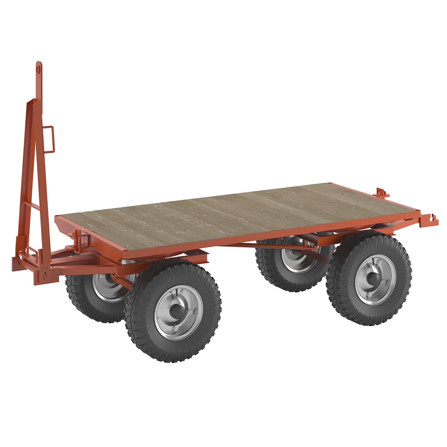 Trailer, 4-wheel double turntable steering, max. load 5 t, platform 2.0 x 1.0 m, pneumatic tyres.