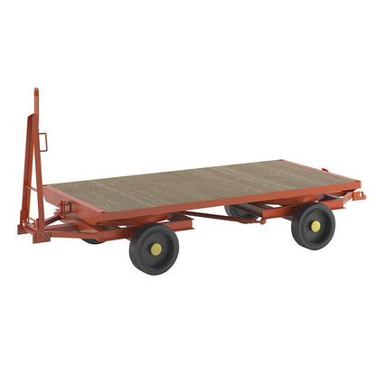 Trailer, 4-wheel double turntable steering, max. load 5 t, platform 2.5 x 1.25 m, solid rubber tyres.