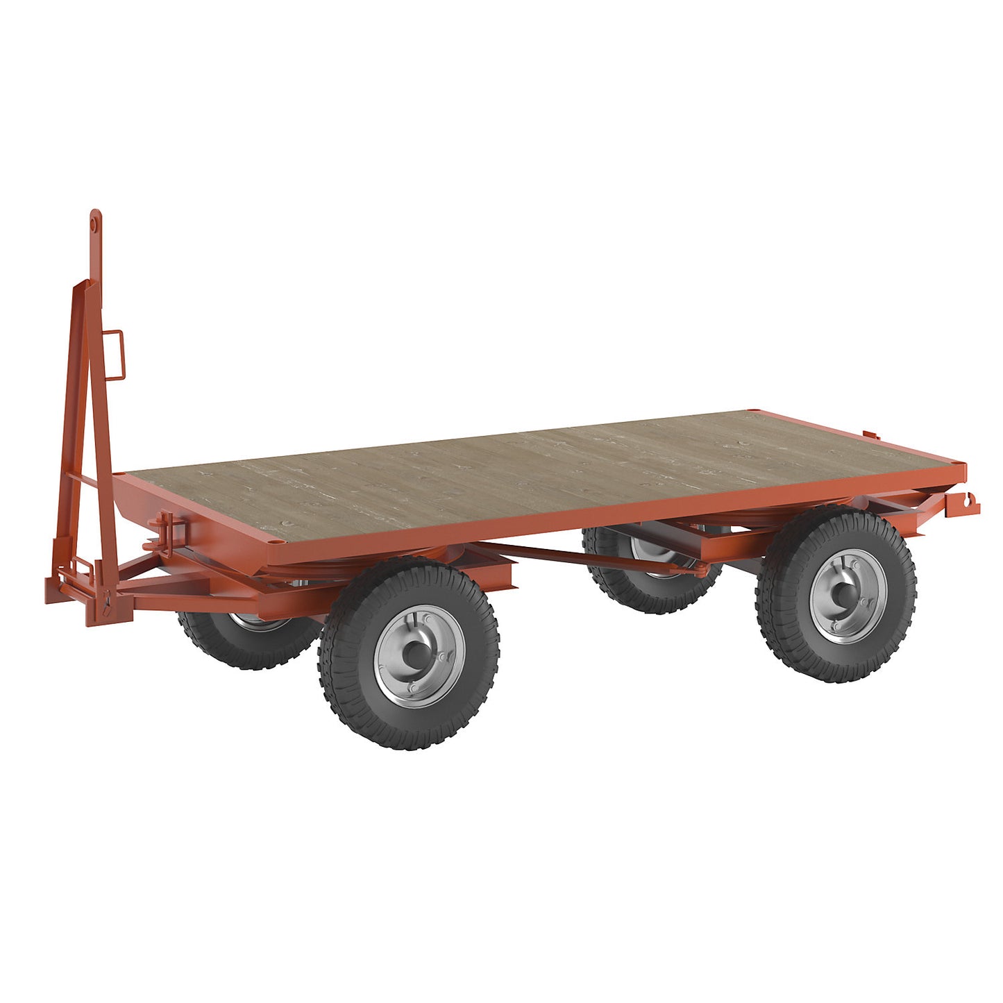 Trailer, 4-wheel double turntable steering, max. load 5 t, platform 2.5 x 1.25 m, pneumatic tyres.
