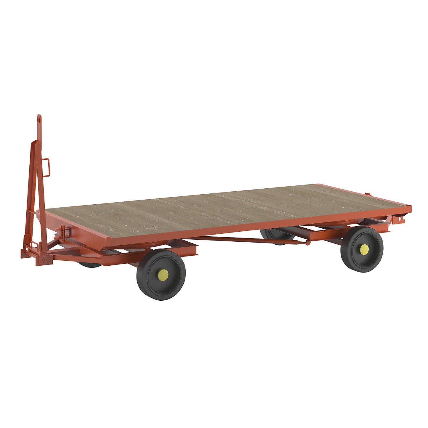 Trailer, 4-wheel double turntable steering, max. load 5 t, platform 3.0 x 1.5 m, solid rubber tyres.