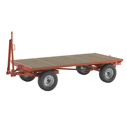Trailer, 4-wheel double turntable steering, max. load 5 t, platform 3.0 x 1.5 m, pneumatic tyres.