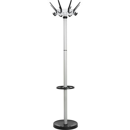 MAULcaligo coat stand, with 32 hooks and umbrella holder, silver.