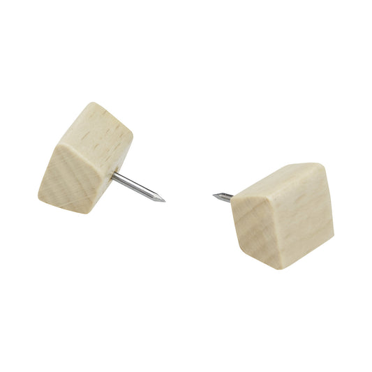 Designer wooden push pins, pack of 25, light brown.