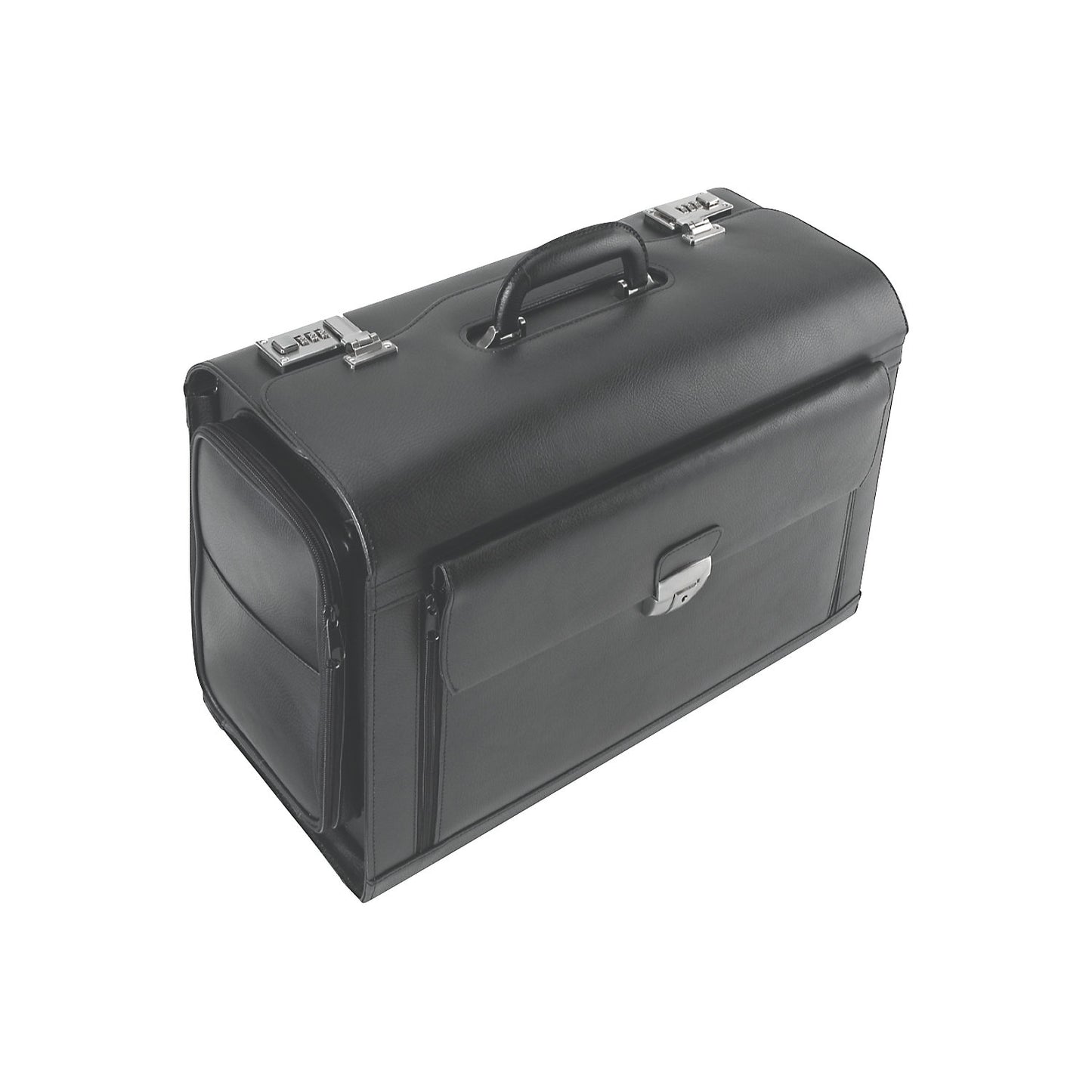 Pilots' case, 5 compartments, 2 side pockets, black.