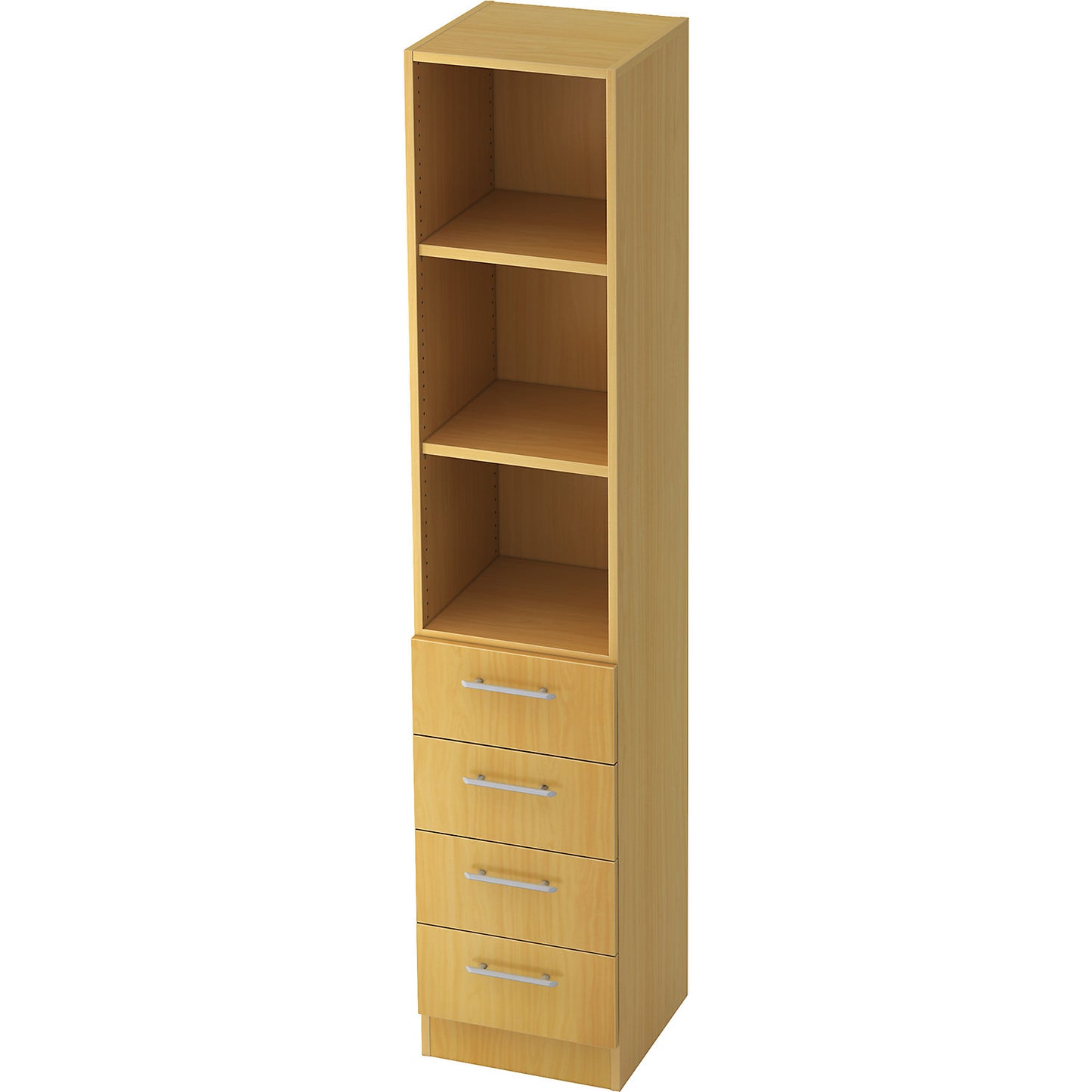 VIOLA - Shelf cupboard, 2 open shelves, 4 drawers, beech finish.