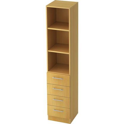 VIOLA - Shelf cupboard, 2 open shelves, 4 drawers, beech finish.