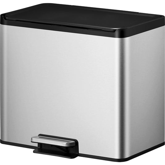 Recycler pedal bin, steel, 27 l, 3-fold collector, stainless steel.