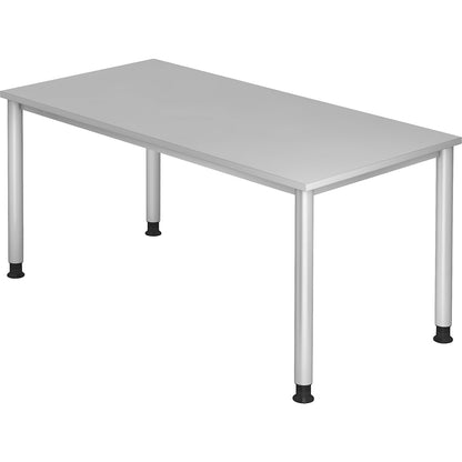 Desk, HxD 685 - 810 x 800 mm, 4 round tubular legs, width 1600 mm, aluminium silver / light grey.