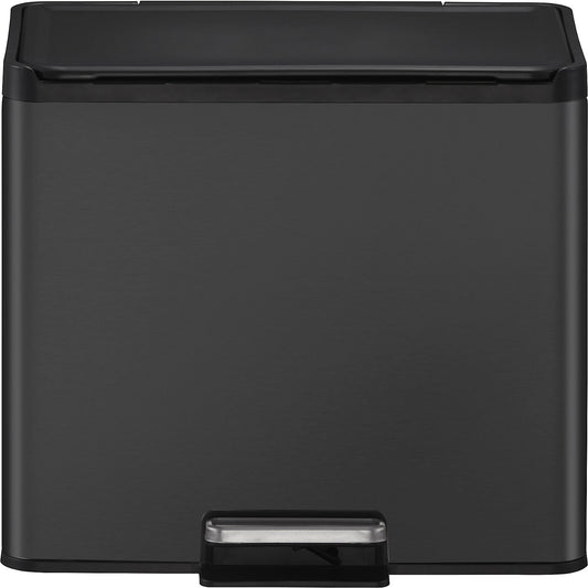 Recycler pedal bin, steel, 27 l, 3-fold collector, black.