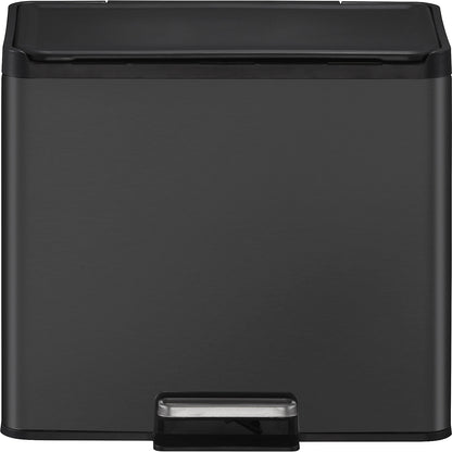 Recycler pedal bin, steel, 30 l, 2-fold collector, black.
