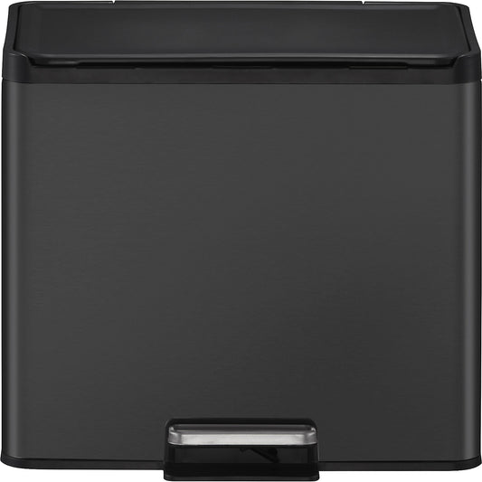 Recycler pedal bin, steel, 30 l, 2-fold collector, black.