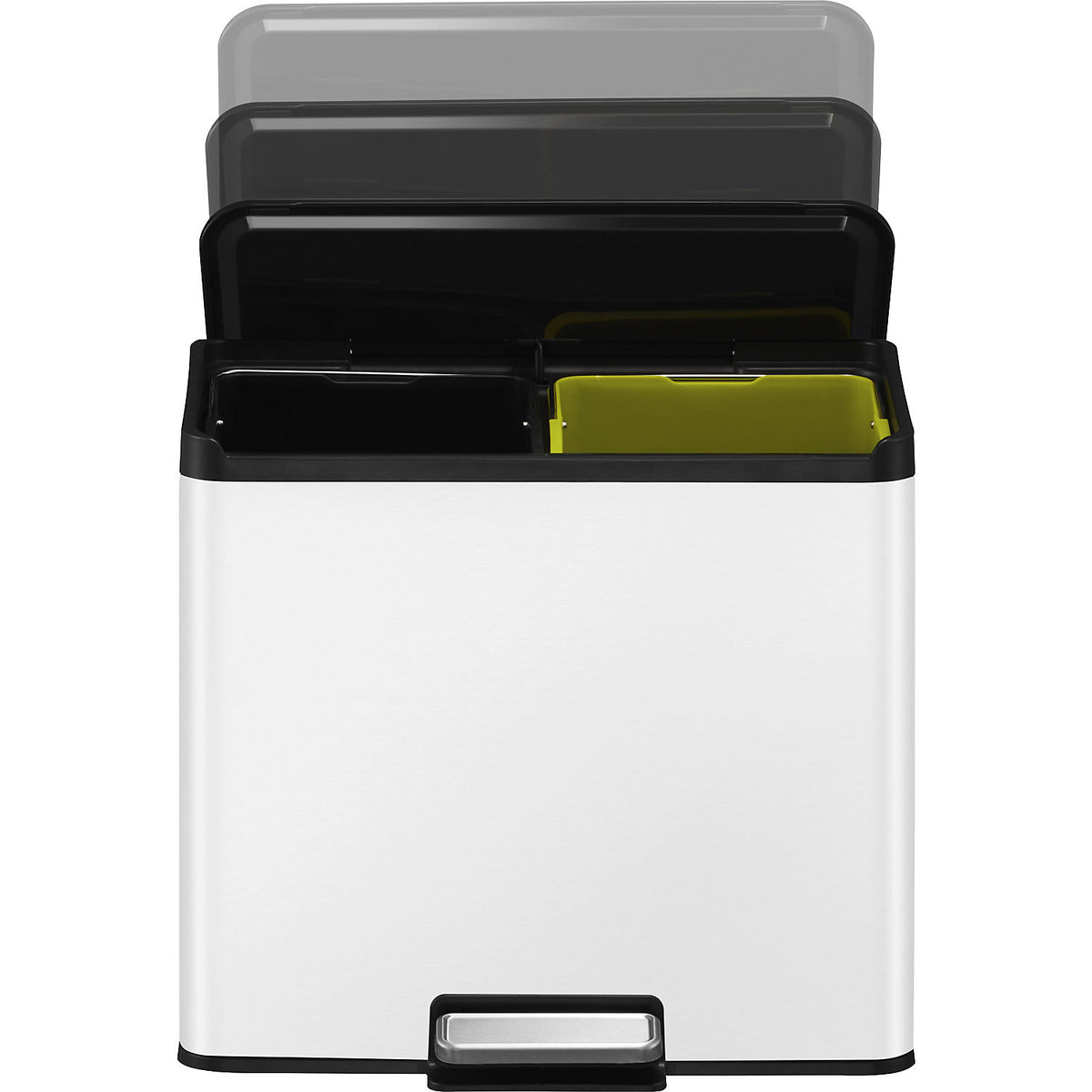 Recycler pedal bin, steel, 30 l, 2-fold collector, white.