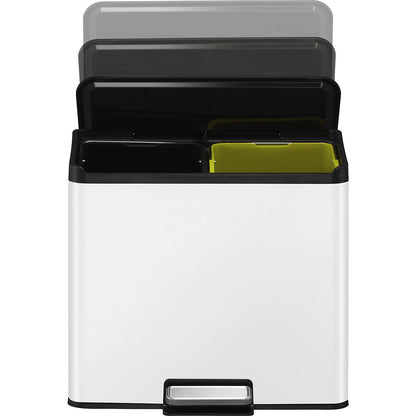 Recycler pedal bin, steel, 30 l, 2-fold collector, white.