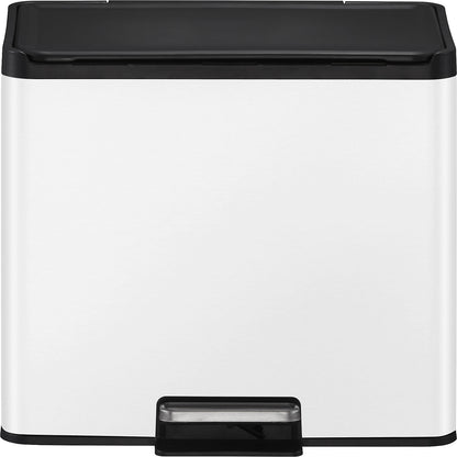 Recycler pedal bin, steel, 30 l, 2-fold collector, white.
