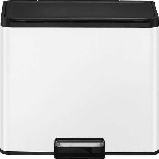 Recycler pedal bin, steel, 30 l, 2-fold collector, white.