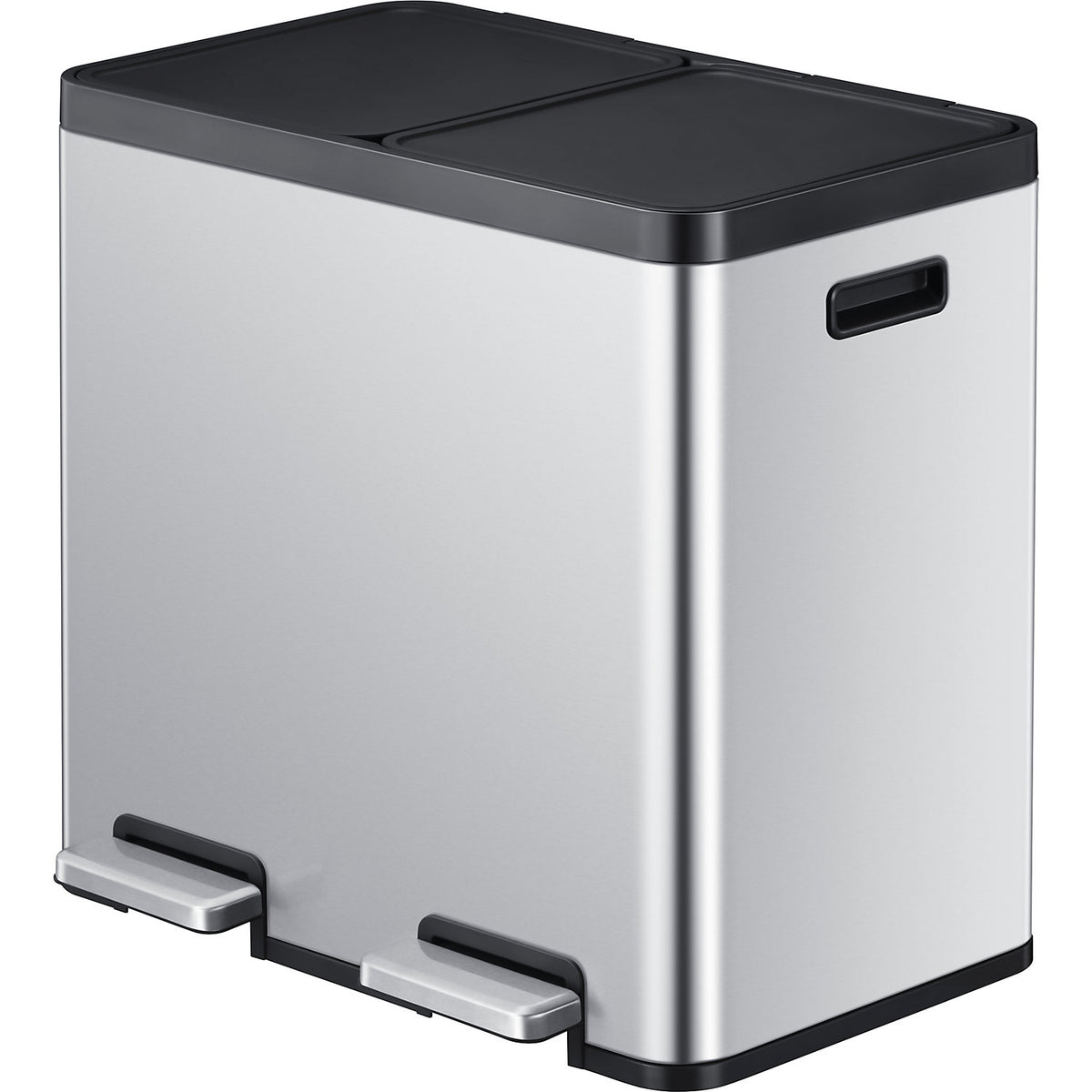 Recycler pedal bin, steel, 44 l, 2-fold collector, stainless steel.