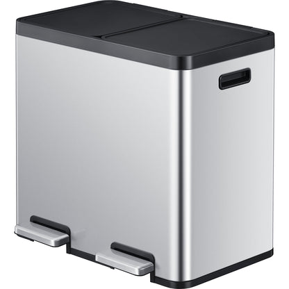 Recycler pedal bin, steel, 44 l, 2-fold collector, stainless steel.