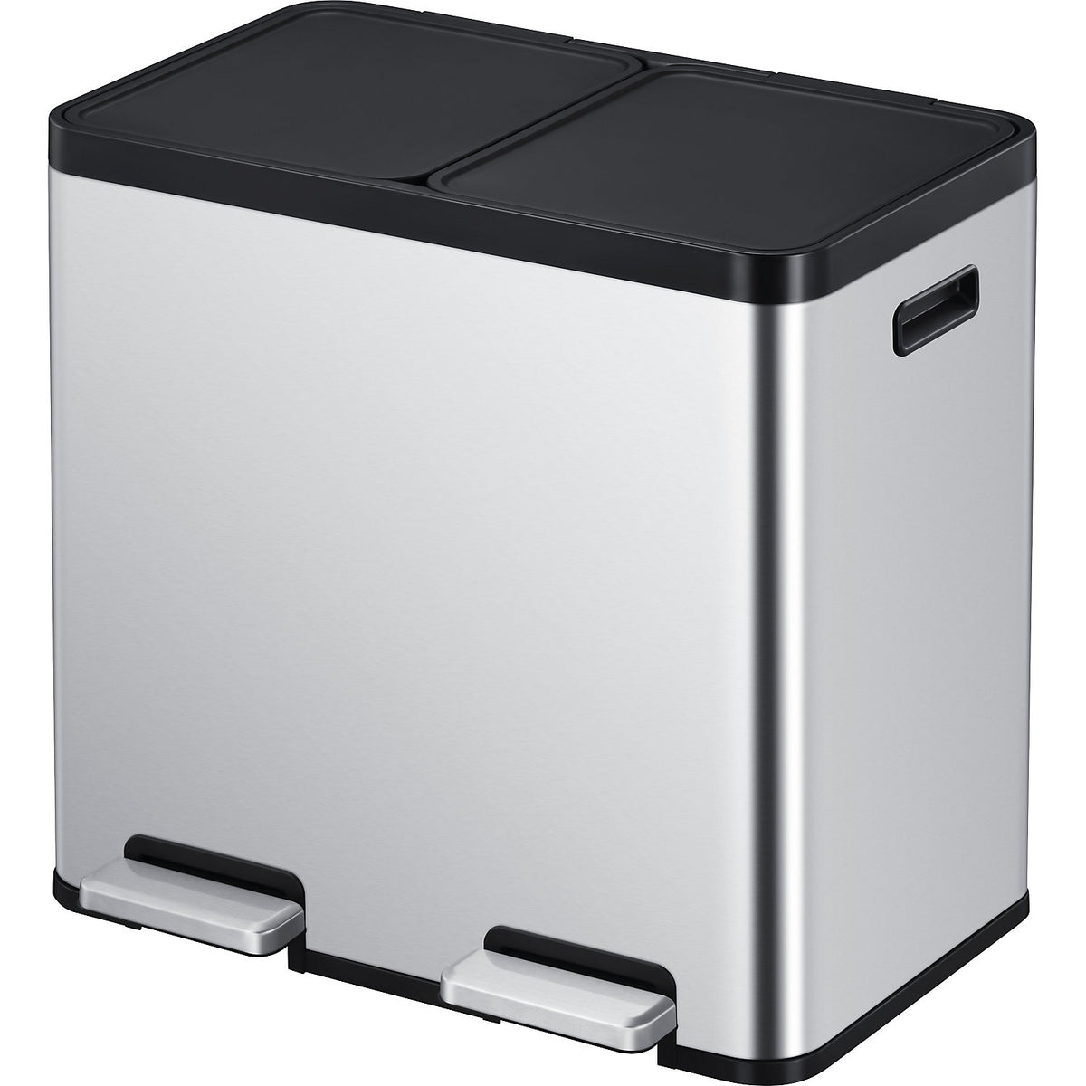 Recycler pedal bin, steel, 44 l, 2-fold collector, stainless steel.