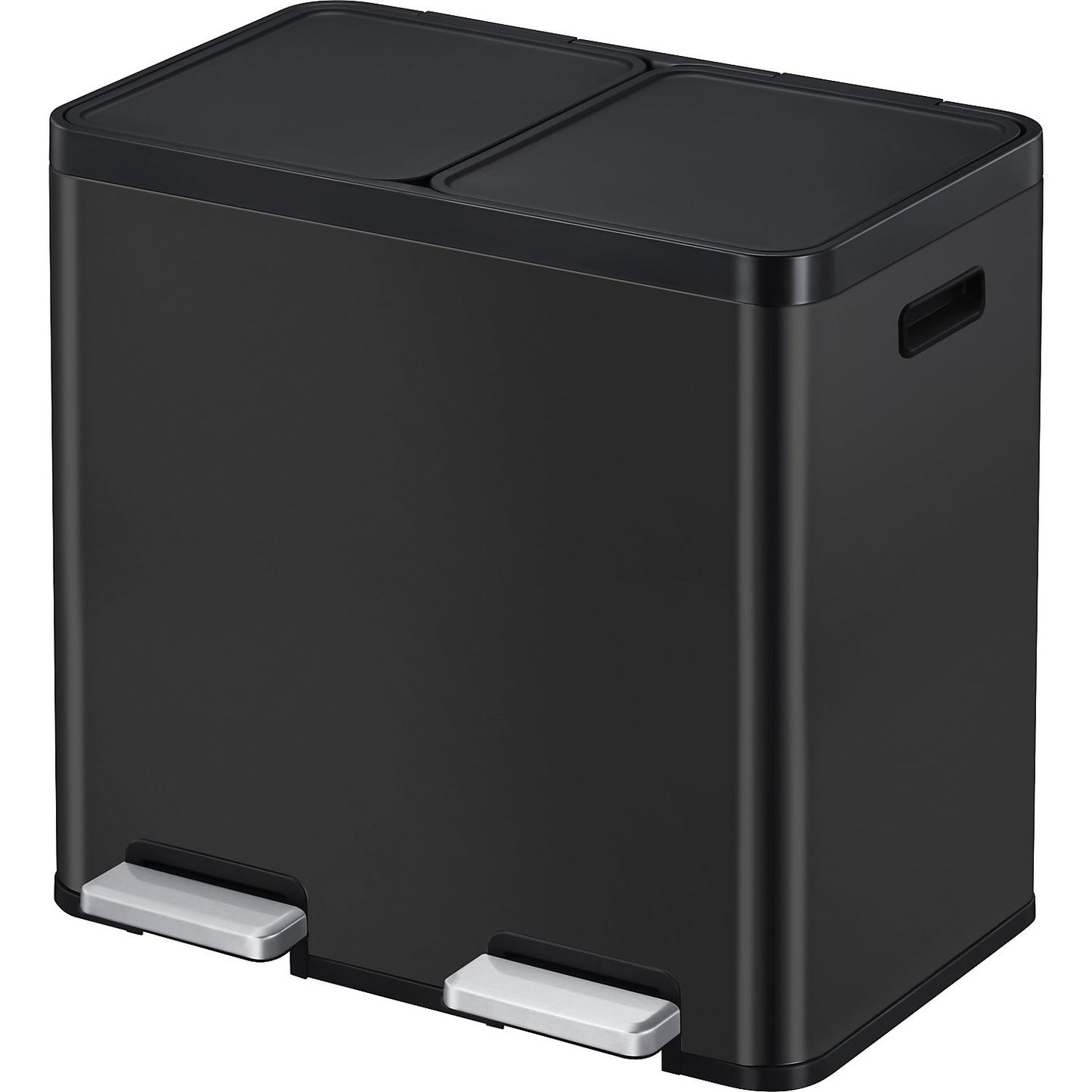 Recycler pedal bin, steel, 44 l, 2-fold collector, black.