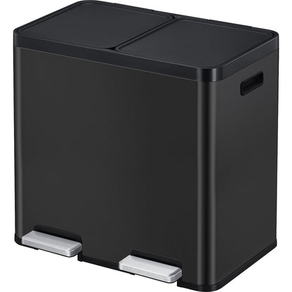 Recycler pedal bin, steel, 44 l, 2-fold collector, black.