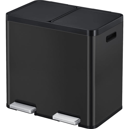 Recycler pedal bin, steel, 44 l, 2-fold collector, black.