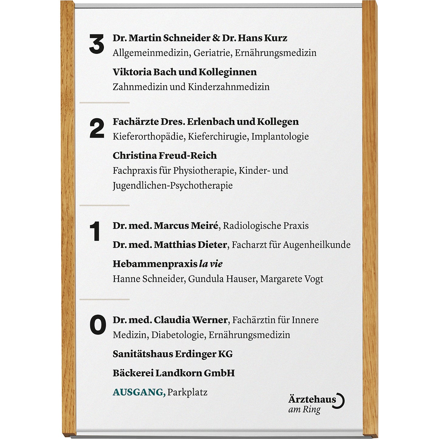 Aluminium-wood series direction sign, silver, A4 portrait, HxW 299.5 x 218.5 mm, oak.