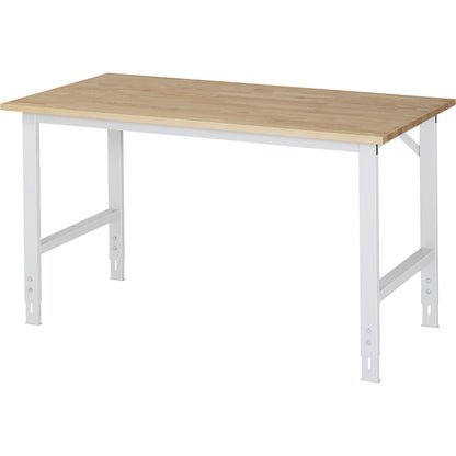 Work table, height adjustable, frame 60 x 30 mm, solid beech panel, WxD 1500 x 800 mm, light grey.