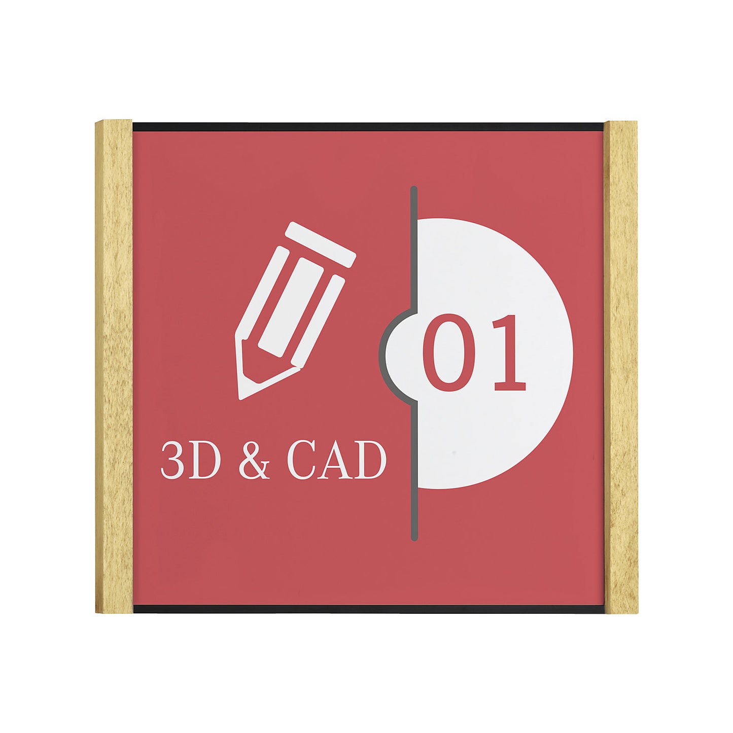 Aluminium-wood series 150 door sign in black, HxW 150 x 156 mm, maple.