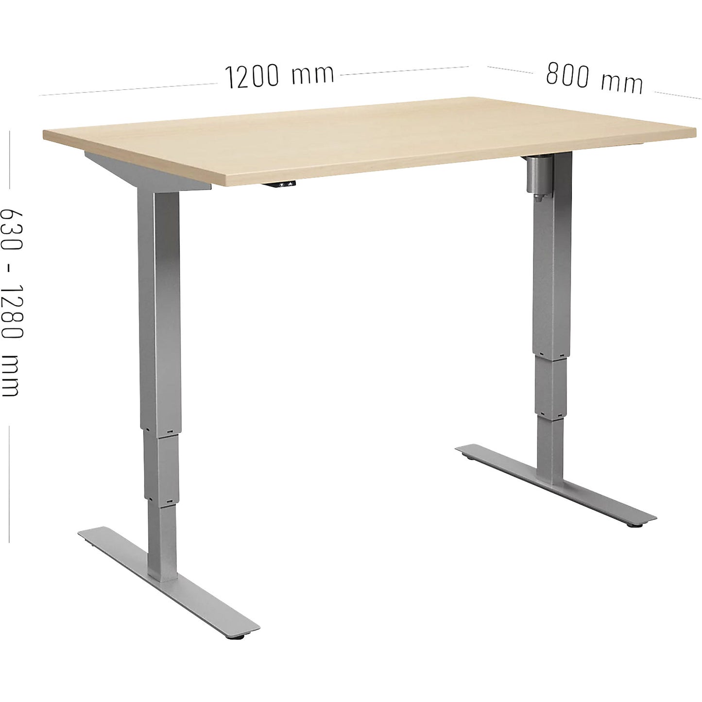 Atlanta desk, electrically height adjustable, straight, WxD 1200 x 800 mm, birch/silver.
