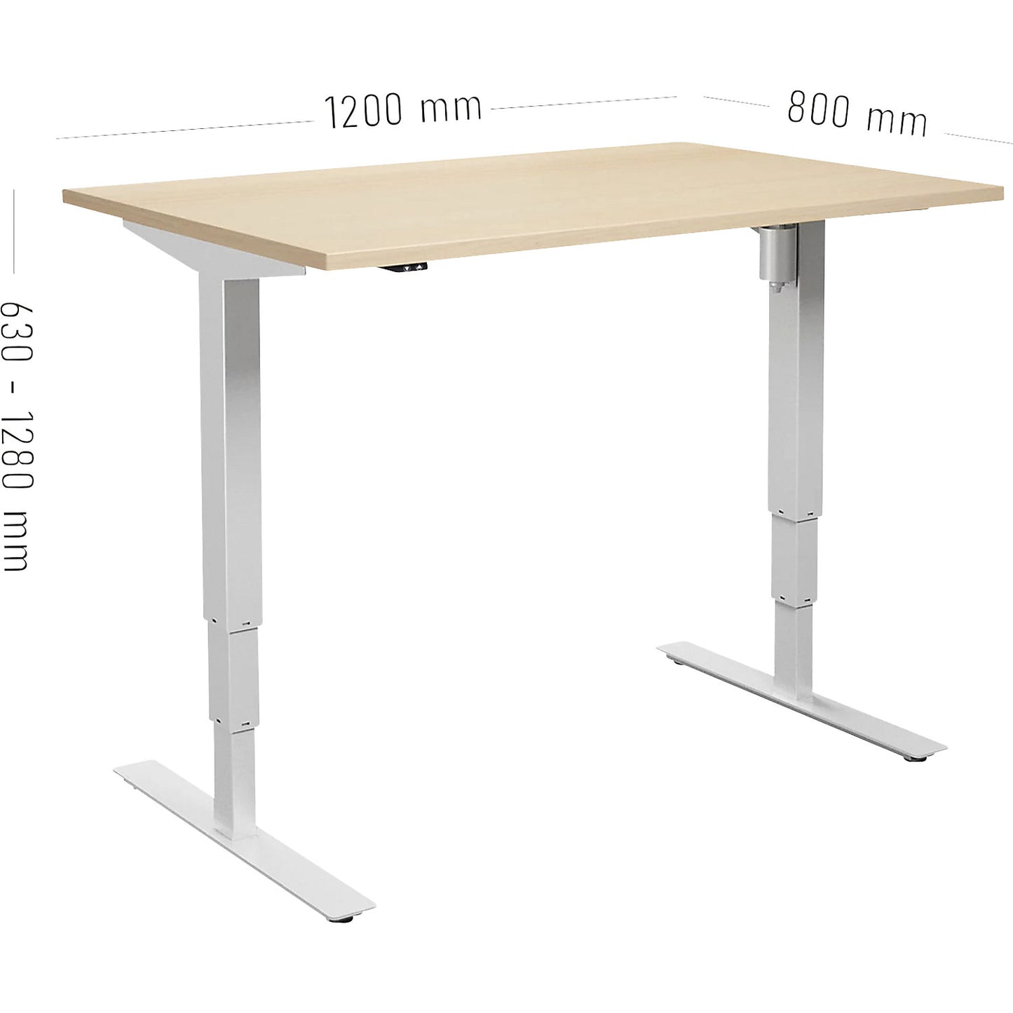 Atlanta desk, electrically height adjustable, straight, WxD 1200 x 800 mm, birch/white.