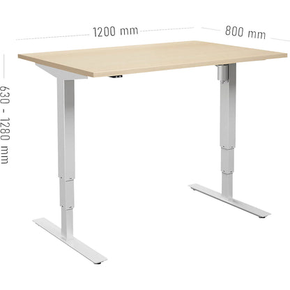 Atlanta desk, electrically height adjustable, straight, WxD 1200 x 800 mm, birch/white.