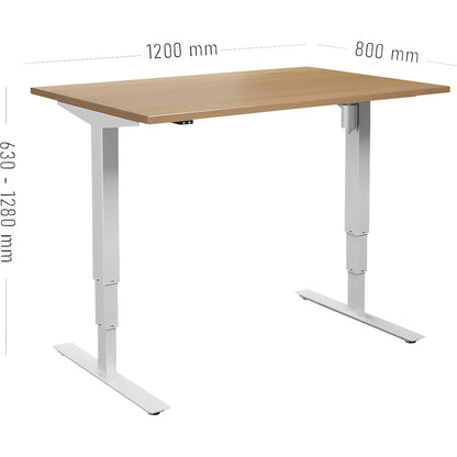 Atlanta desk, electrically height adjustable, straight, WxD 1200 x 800 mm, beech/white.