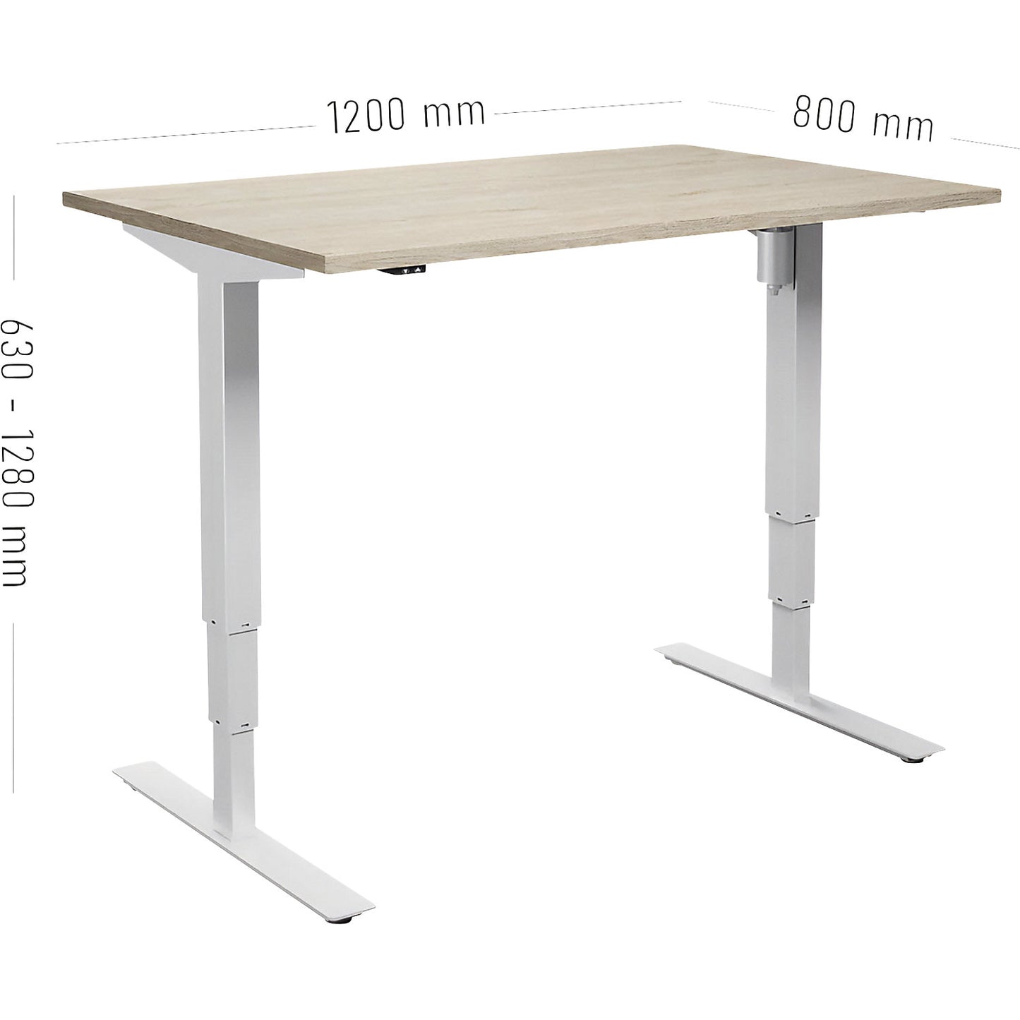 Atlanta desk, electrically height adjustable, straight, WxD 1200 x 800 mm, oak/white.