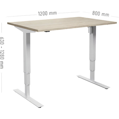 Atlanta desk, electrically height adjustable, straight, WxD 1200 x 800 mm, oak/white.