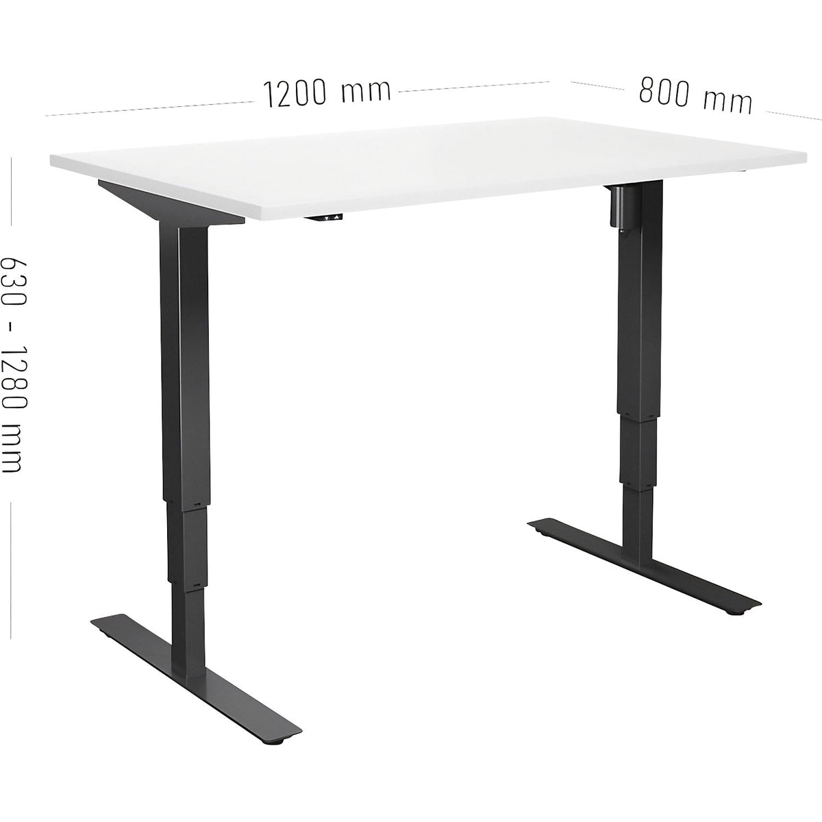 Atlanta desk, electrically height adjustable, straight, WxD 1200 x 800 mm, white/black.