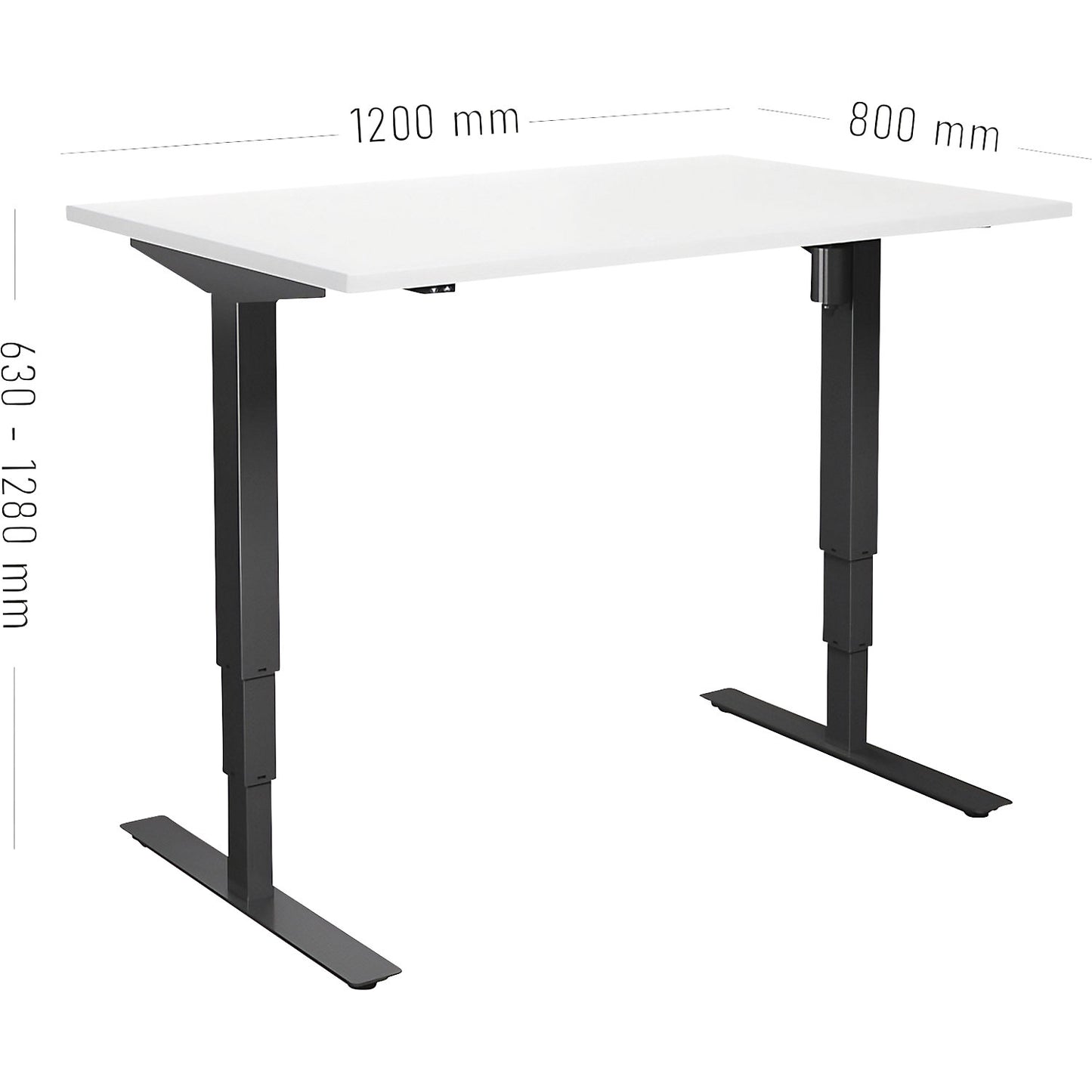 Atlanta desk, electrically height adjustable, straight, WxD 1200 x 800 mm, white/black.