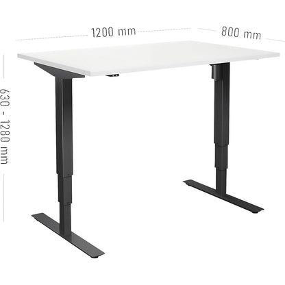 Atlanta desk, electrically height adjustable, straight, WxD 1200 x 800 mm, white/black.